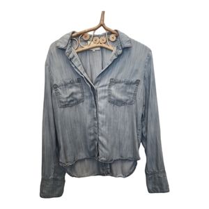 Elevenses light blue chambray tencel button down long-sleeved top size L